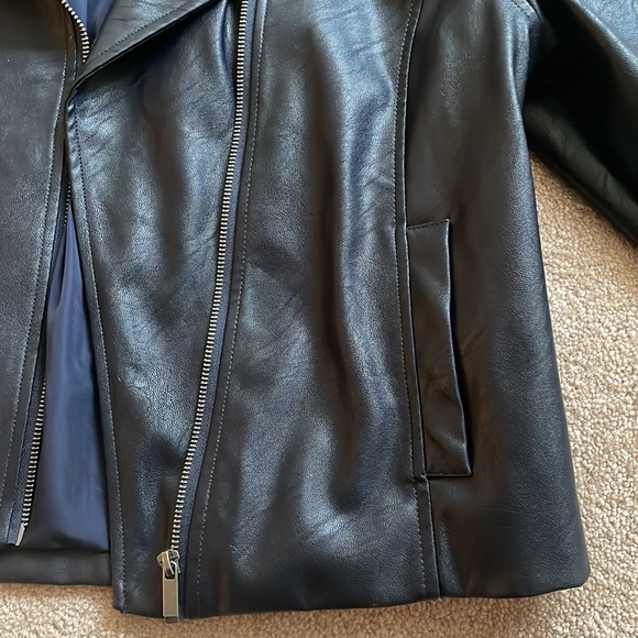 Navy blue leather jacket - Picture 6 of 7
